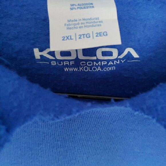Hawaii Koloa Surf Co Kauai Royal Blue Pullover Hoodie Sweatshirt Size 2XL * FLAW - Picture 2 of 12